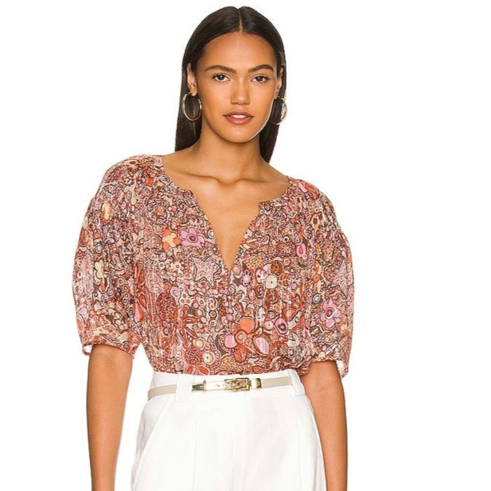 A.L.C. Julianna Silk Cotton Blend Sorbet Top Size 0